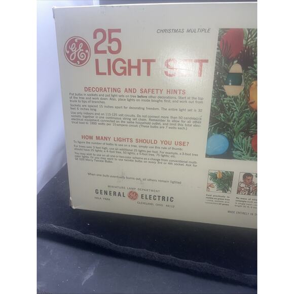 Vintage 1970s GE 25 Bulb Christmas Multiple Light Set Unused In Box Rare 30 Bulb - Picture 4 of 5